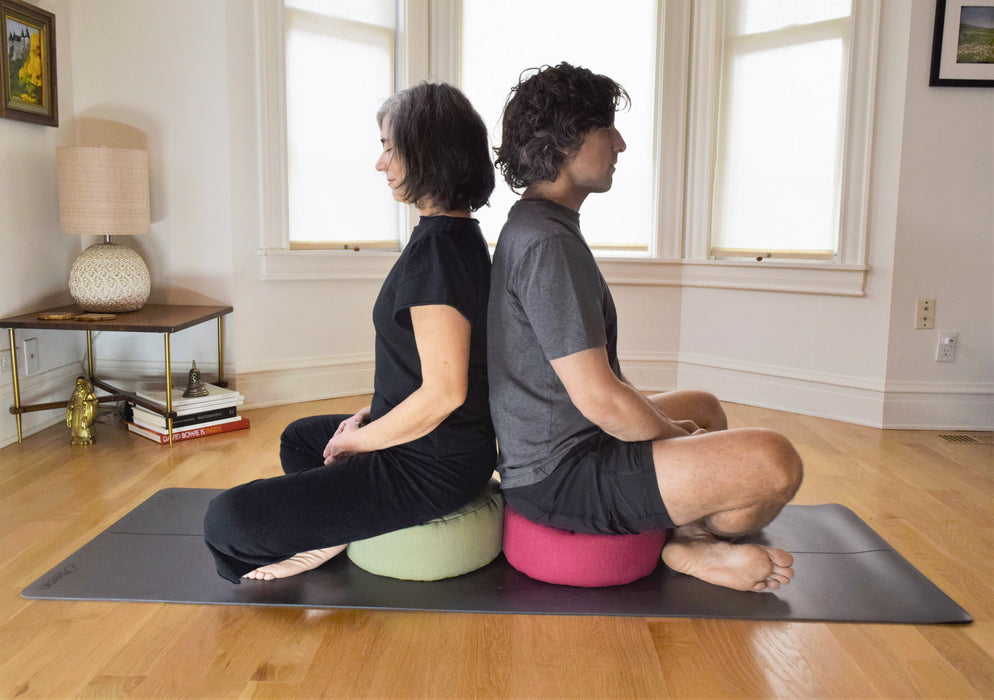Zafu Meditation Cushion yoga pillow - Cotton & Organic Buckwheat Hull filling, Made in USA