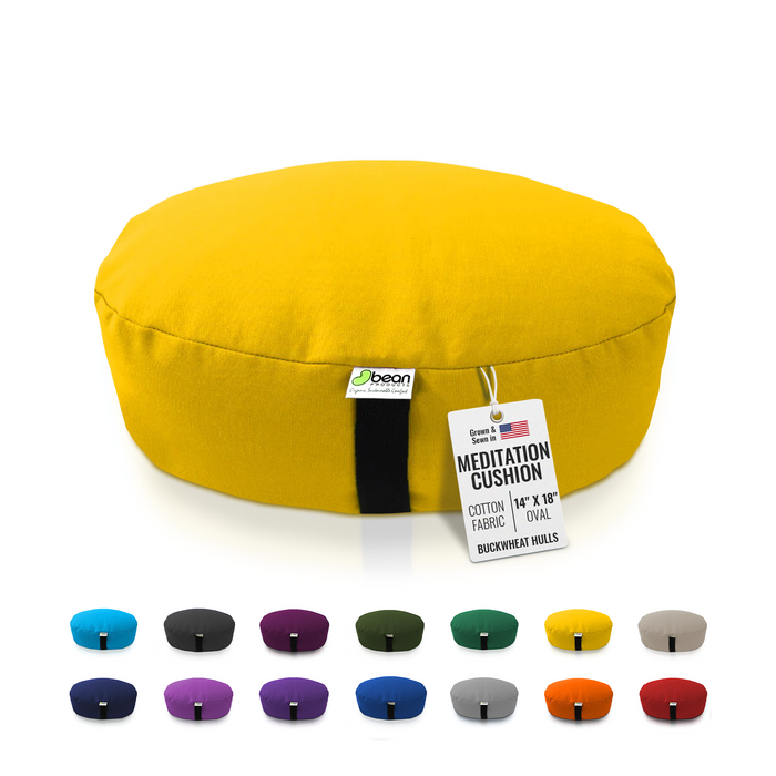 Zafu Meditation Cushion yoga pillow - Cotton & Organic Buckwheat Hull filling, Made in USA