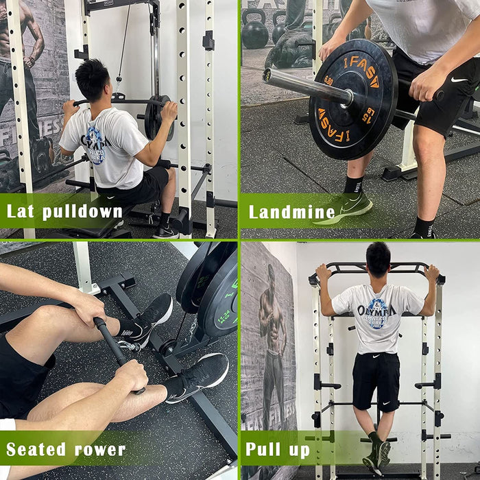210lb Green Home Gym Set Multi-functional Power Cage, Home Adjustable Pullup power Rack 1000Lbs Capacity Comprehensive Fitness Barbell Rack
